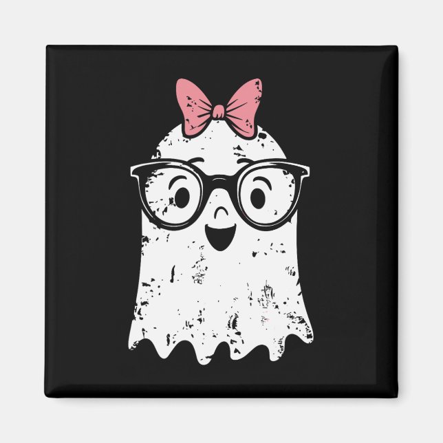 Ghost Eyegl Girl Halloween Girly Ghost Magnet (Framsidan)