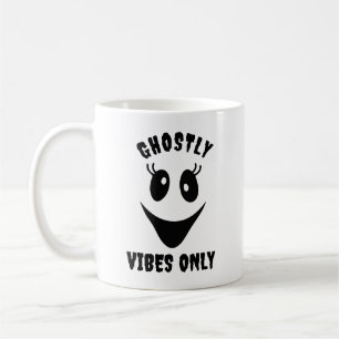 Ghost Face Ghostly Vibes Endast Anpassad Halloween Kaffemugg