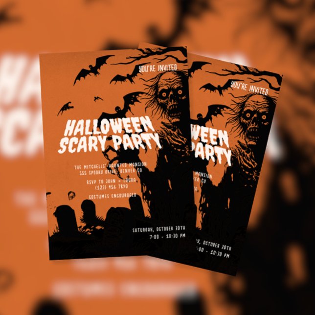 Ghost & Fladdermus Halloween Scary Party Inbjudningar (Skapare uppladdad)