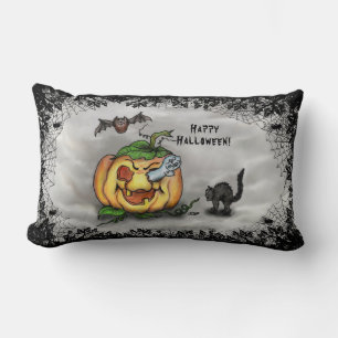 Ghost, Fladdermus och Cat, Happy halloween! Lumbarkudde
