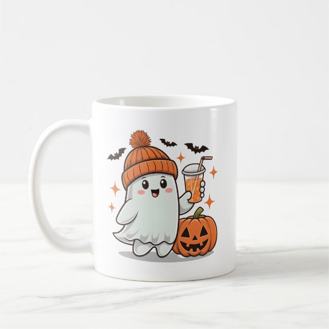 Ghost, Fladdermus, Pumpkin and Drink, Cute Hallowe Kaffemugg (Vänster)