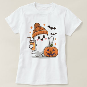 Ghost, Fladdermus, Pumpkin and Drink, Cute Hallowe T Shirt