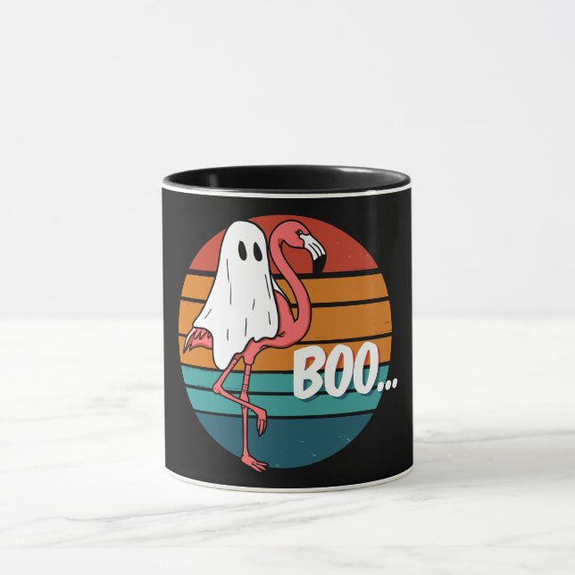 Ghost Flamingo Funny Halloween Mugg (Center)