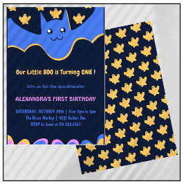 Ghost Flies fladdermus Little boo Halloween 1st Bi Inbjudningar