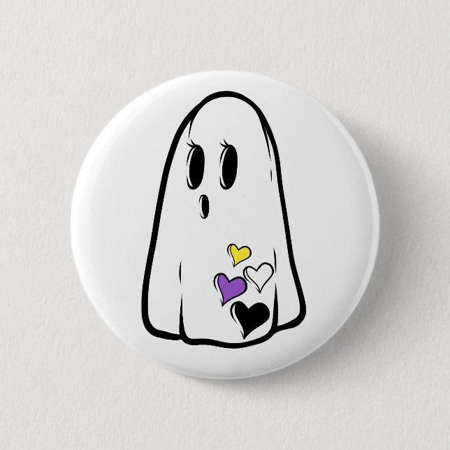 Ghost för icke-binärt Pride Knapp (Framsida)