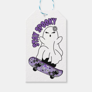 Ghost för "Stanna Spooky" på ett Skateboard - Lila Presentetikett