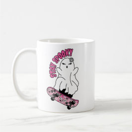 Ghost för "Stanna Spooky" på ett Skateboard - Rosa Kaffemugg