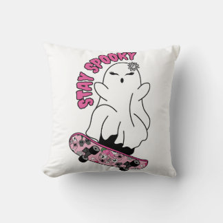 Ghost för "Stanna Spooky" på ett Skateboard - Rosa Kudde