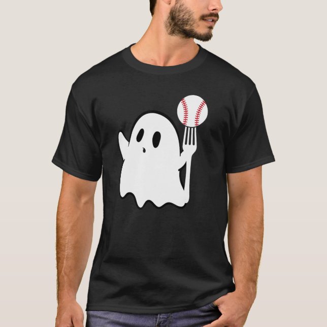 Ghost Forkball Baseball Pitch Fork Ball K Strikeou T Shirt (Framsida)