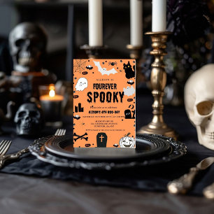Ghost Fourever Spooky Halloween 4e födelsedagen pa Inbjudningar