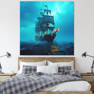 Ghost-Frakten på Stormy Seas Design Canvastryck