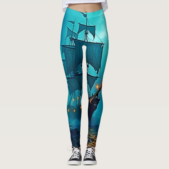 Ghost-Frakten på Stormy Seas Design Leggings (Framsida)