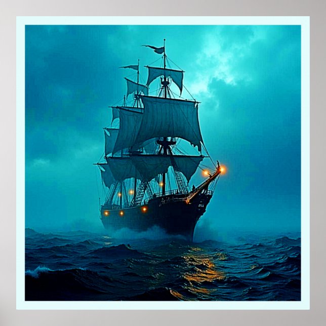 Ghost-Frakten på Stormy Seas Design Poster (Framsidan)