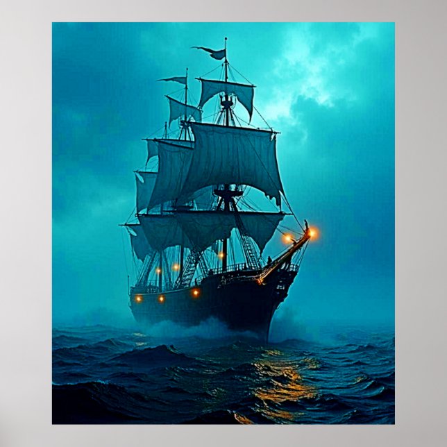 Ghost-Frakten på Stormy Seas Design Poster (Framsidan)