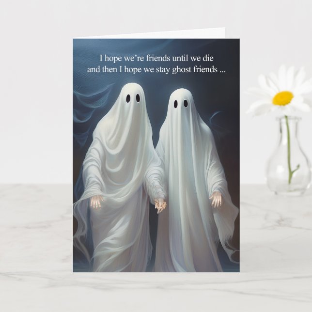 Ghost Friends and Silly Message Funny Friendship Kort (Liten växt)