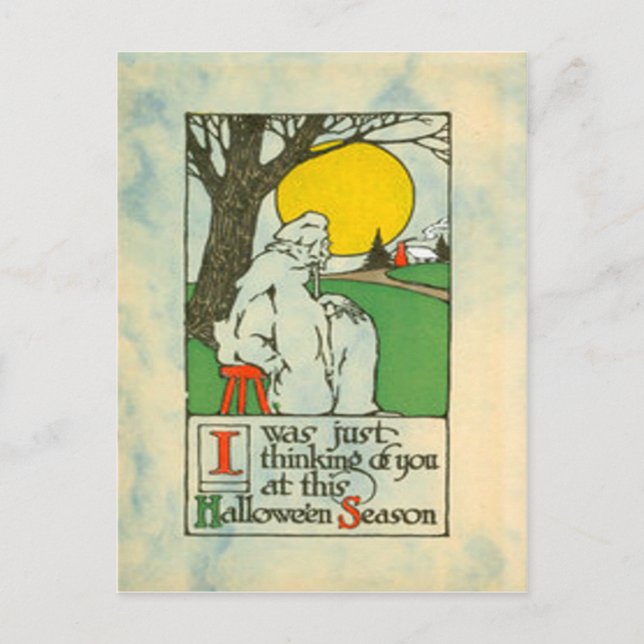 Ghost Full Moon Träd Vykort (Framsida)