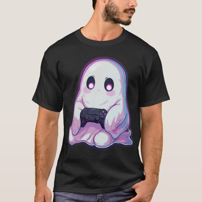 Ghost Gamer – Söt Minimalistisk Gaming Design T-Sh T Shirt (Framsida)