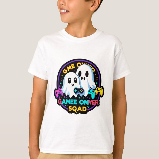 Ghost Gamer Squad - Retro Arcade Halloween Tee (Framsida)