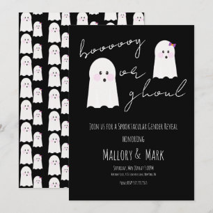 Ghost Ghoul Halloweenfest Könsbestämning Svart Inbjudningar
