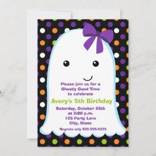 Ghost Girl Halloween Kids Halloween Birthday Inbjudningar