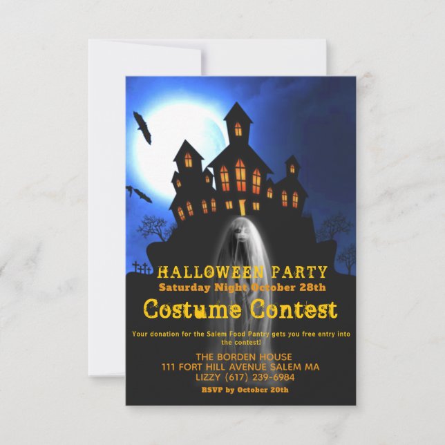 Ghost Girl Haunween Halloween Costume Party mindre Inbjudningar (Framsida)
