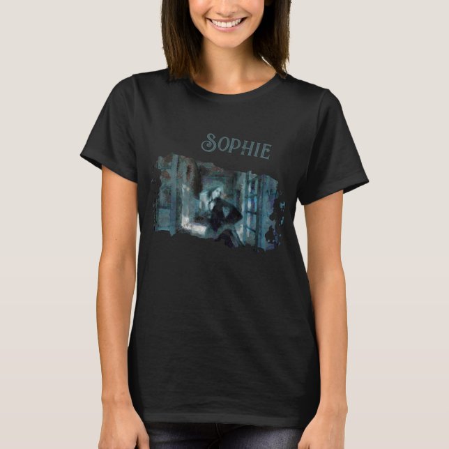 Ghost Girl in Blue – Haunting Surreal Art T Shirt (Framsida)
