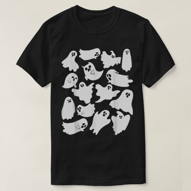 Ghost Graphic Spooky Season Många Spöken Ansikte H T Shirt (Design framsida)
