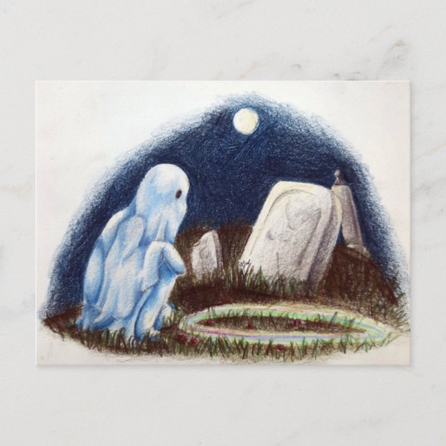 Ghost Gravsten Graveyard Spelande Marbles Vykort (Framsida)