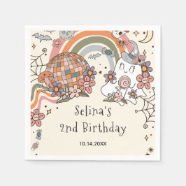 Ghost Groovy Retro Halloween Birthday Napkins Pappersservett