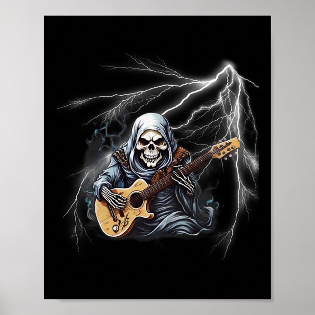 Ghost Guitar Coola Guitar Player Skeleton Händer G Poster (Framsidan)