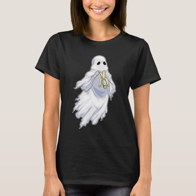 Ghost Halloween Banana T Shirt (Framsida)