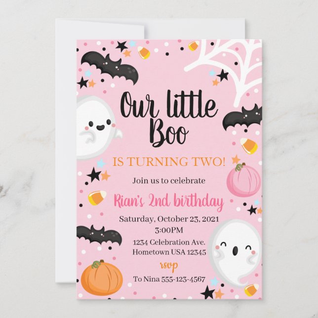 Ghost Halloween Birthday Inbjudan Spooktacular Par (Framsida)