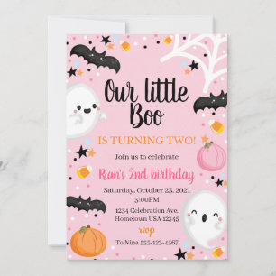 Ghost Halloween Birthday Inbjudan Spooktacular Par