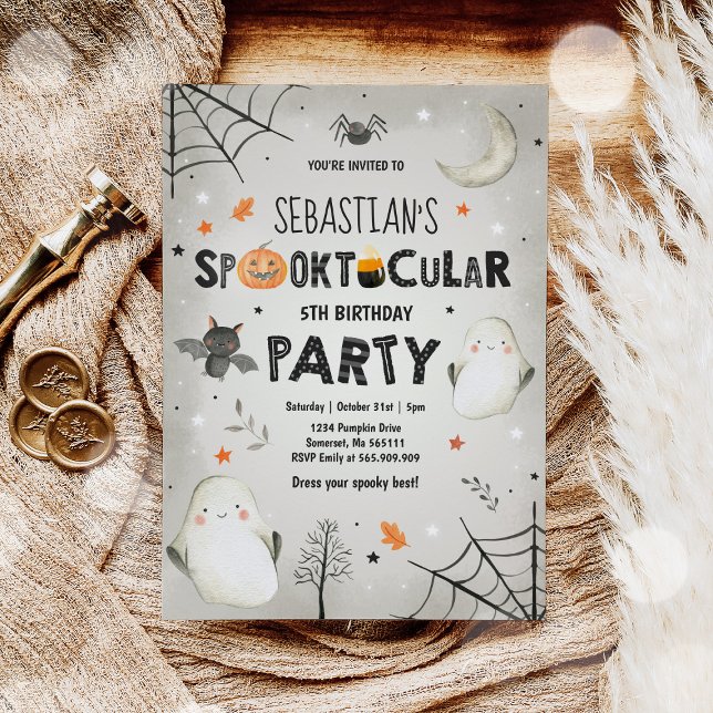 Ghost Halloween Birthday Inbjudan Spooktacular Par (Skapare uppladdad)