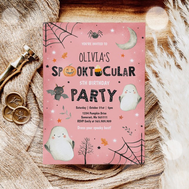 Ghost Halloween Birthday Inbjudan Spooktacular Par (Skapare uppladdad)
