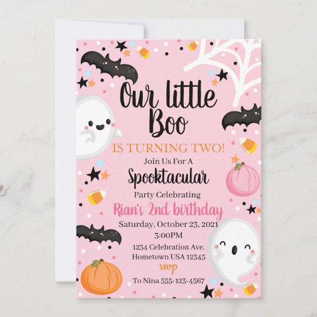 Ghost Halloween Birthday Inbjudan Spooktacular Par (Framsida)