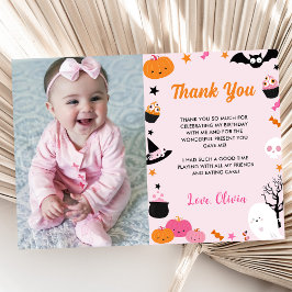 Ghost Halloween Birthday Rosa Photo Tack Kort