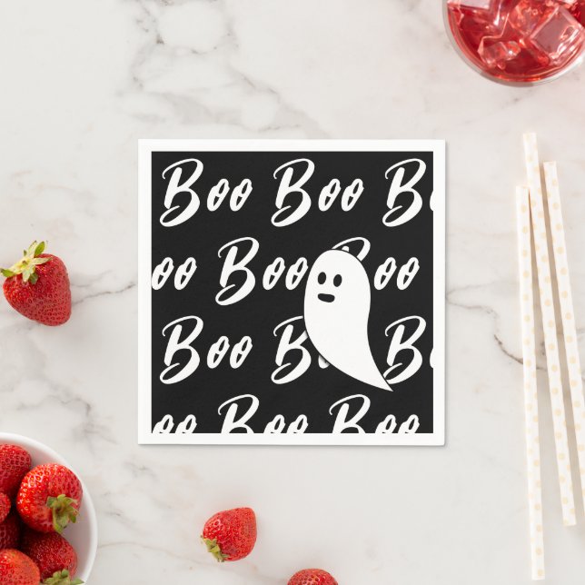 Ghost Halloween Black and White boo mönster Pappersservett (Insitu)