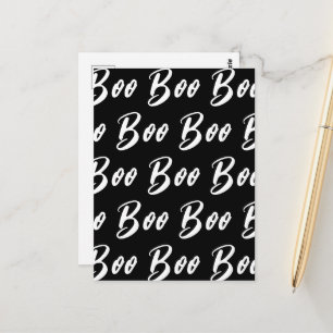 Ghost Halloween Black and White boo text mönster Vykort