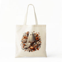 Ghost Halloween Bok Tote Bag, bokade gåvor