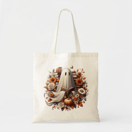 Ghost Halloween Bok Tote Bag, bokade gåvor Tygkasse