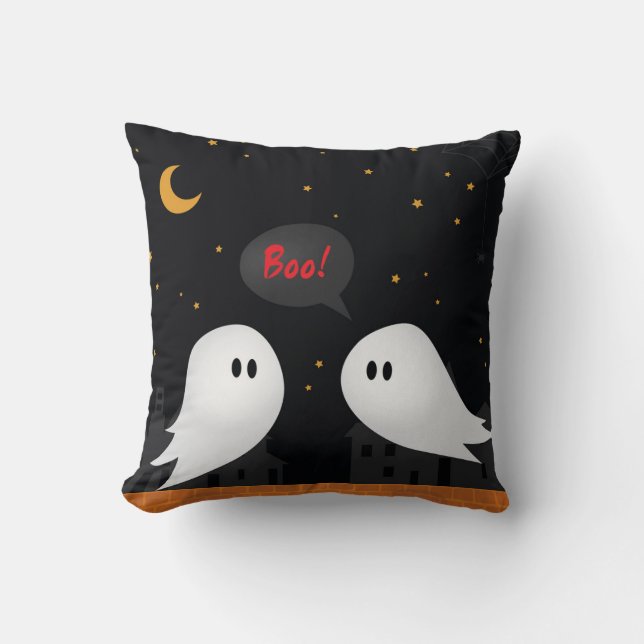 Ghost halloween boo spooky tecknad kudde (Framsida)