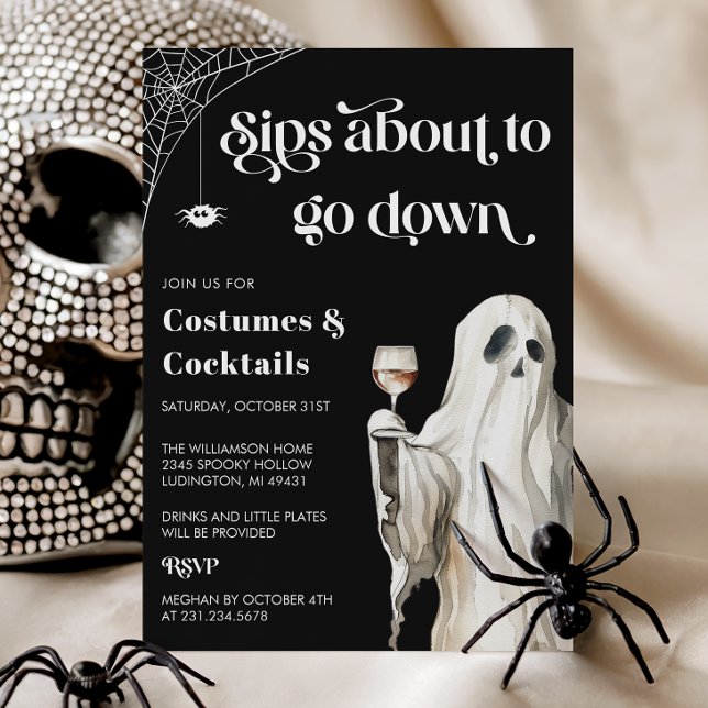 Ghost Halloween Cocktail Party Inbjudan (Ghost Halloween Cocktail Party Invitation)