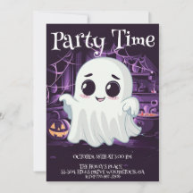 Ghost Halloween Cute Illustration-inbjudan