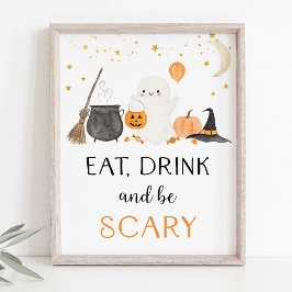 Ghost Halloween-eat Drink be Scary Party-tecken Poster