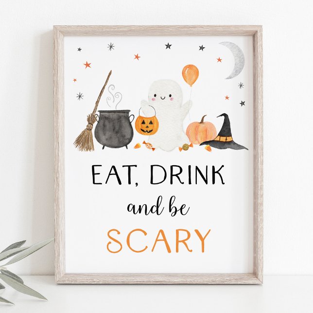 Ghost Halloween-eat Drink be Scary Party-tecken Poster (Skapare uppladdad)