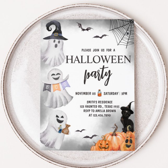 Ghost Halloween fest Inbjudningar (Ghost Little Boo Halloween Party Invitation)