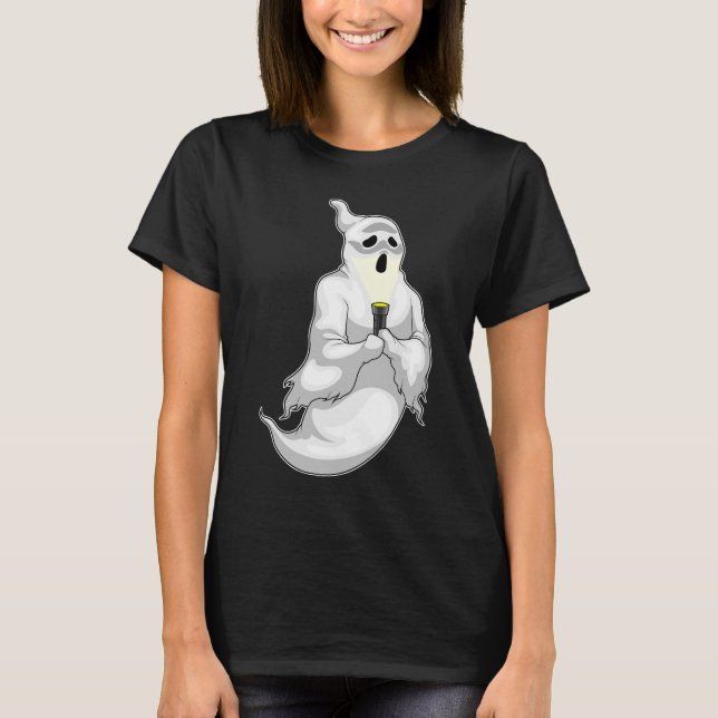 Ghost Halloween Flashlight T Shirt (Framsida)