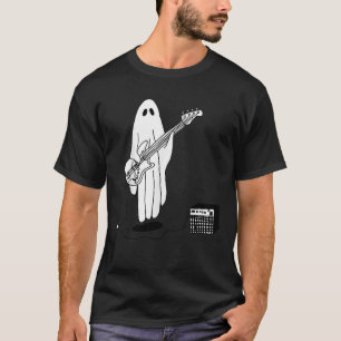 Ghost Halloween Funny Spela Guitar Älskare Hösten T Shirt