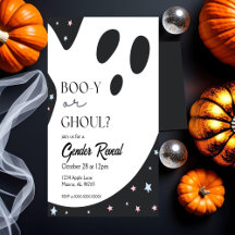 Ghost Halloween-Gender Reveal-inbjudan